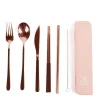 Cutlery Kits|Cutlery Kits|The Somewhere Co Cutlery Kit - Rose Gold with Chocolate Handle
