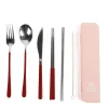 Cutlery Kits|Cutlery Kits|The Somewhere Co Cutlery Kit - Silver with Burgundy Handle