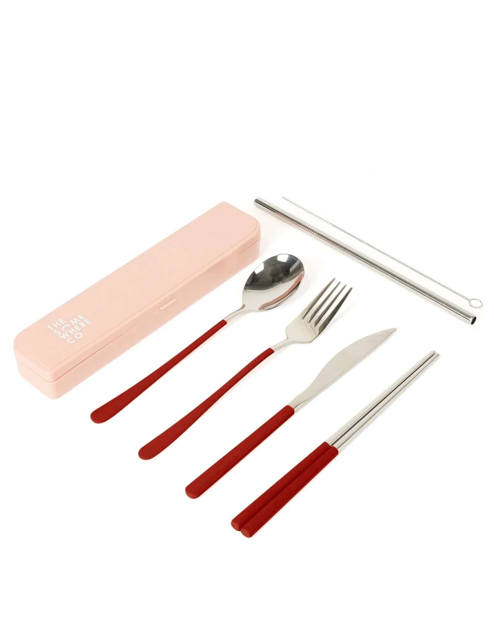 Cutlery Kits|Cutlery Kits|The Somewhere Co Cutlery Kit - Silver with Burgundy Handle