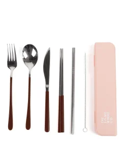 Cutlery Kits|Cutlery Kits|The Somewhere Co Cutlery Kit - Silver with Chocolate Handle
