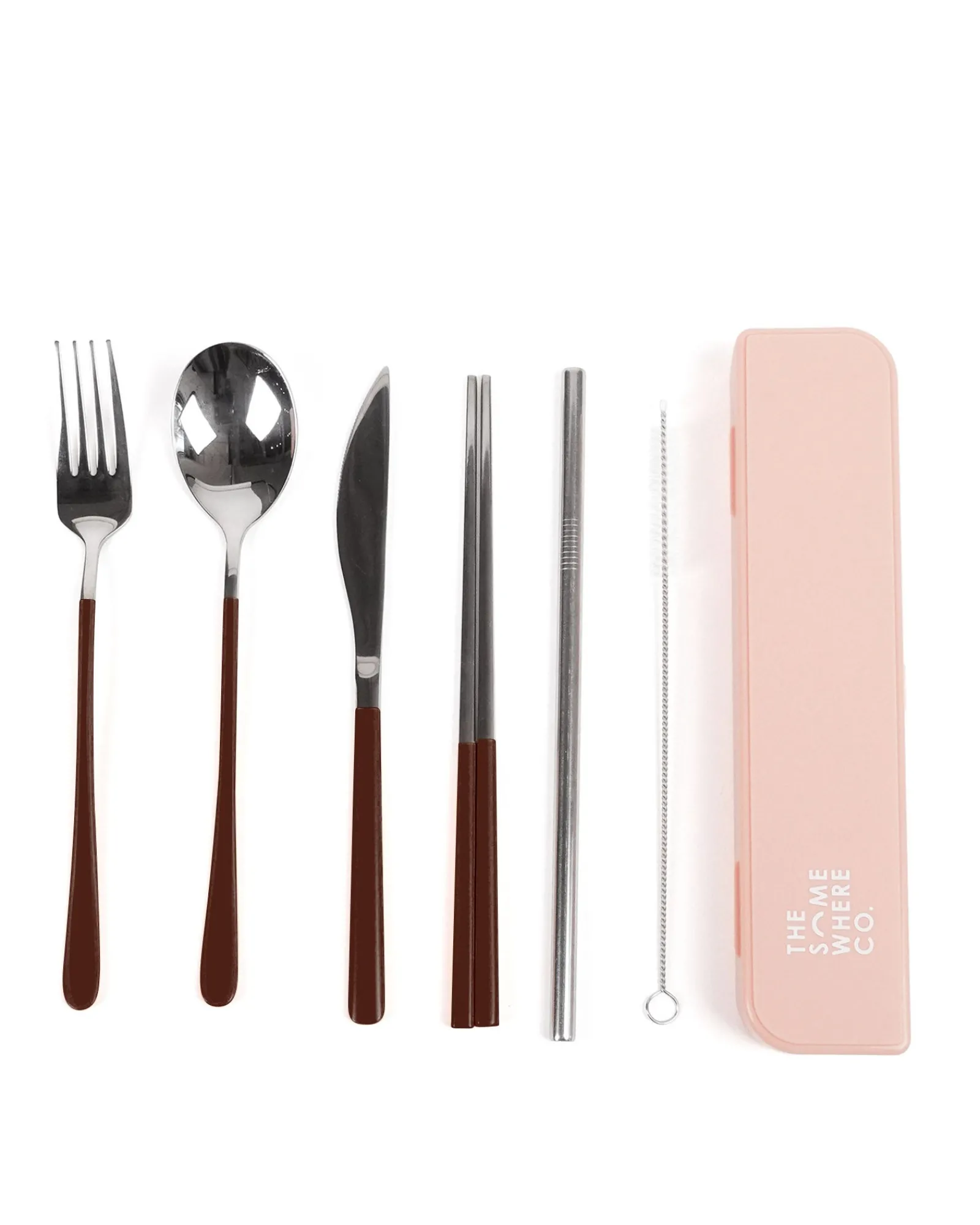 Cutlery Kits|Cutlery Kits|The Somewhere Co Cutlery Kit - Silver with Chocolate Handle