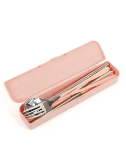 Cutlery Kits|Cutlery Kits|The Somewhere Co Cutlery Kit - Silver with Blush Handle