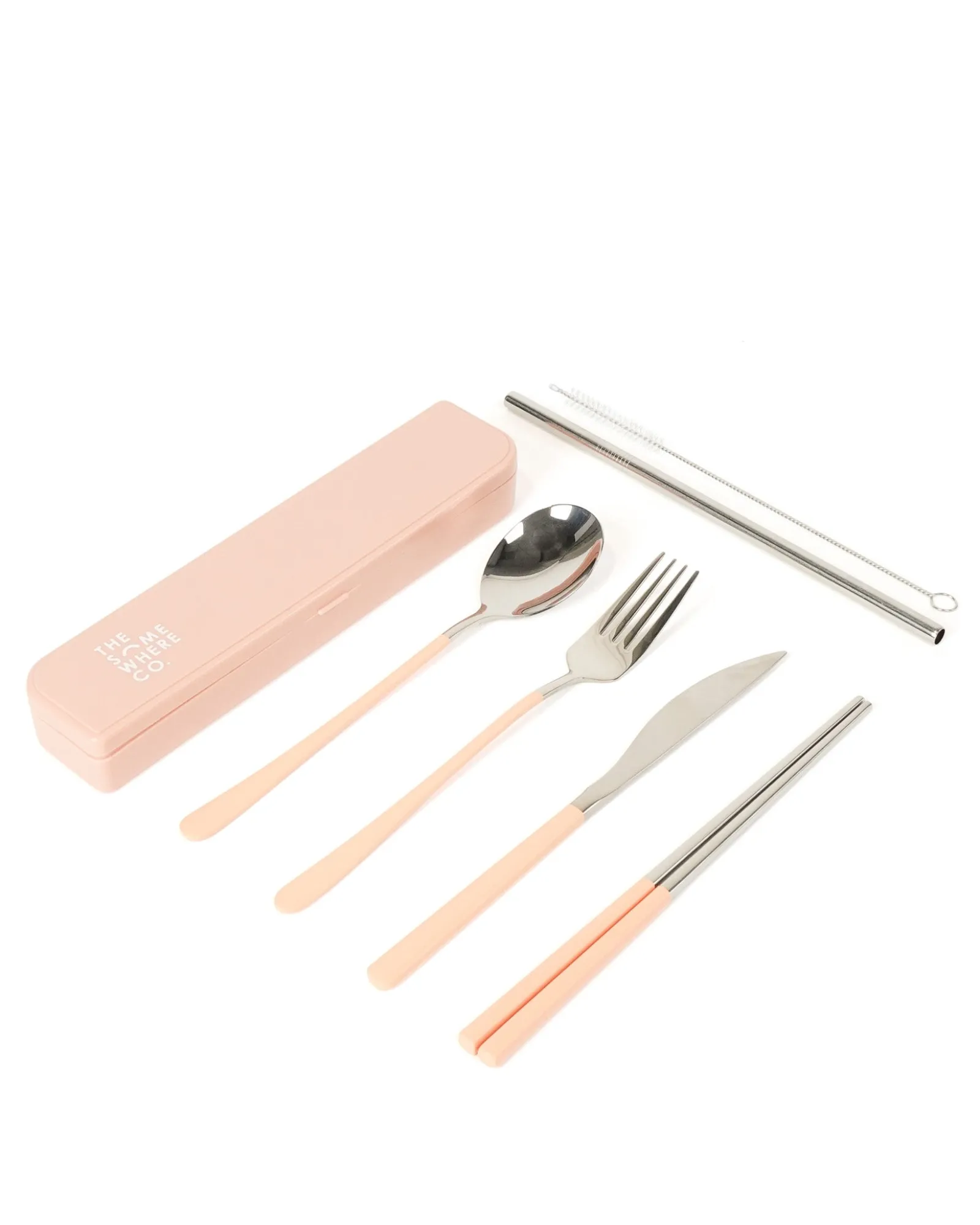 Cutlery Kits|Cutlery Kits|The Somewhere Co Cutlery Kit - Silver with Blush Handle