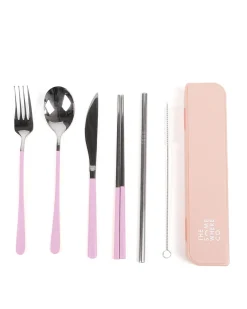 Cutlery Kits|Cutlery Kits|The Somewhere Co Cutlery Kit - Silver with Lilac Handle