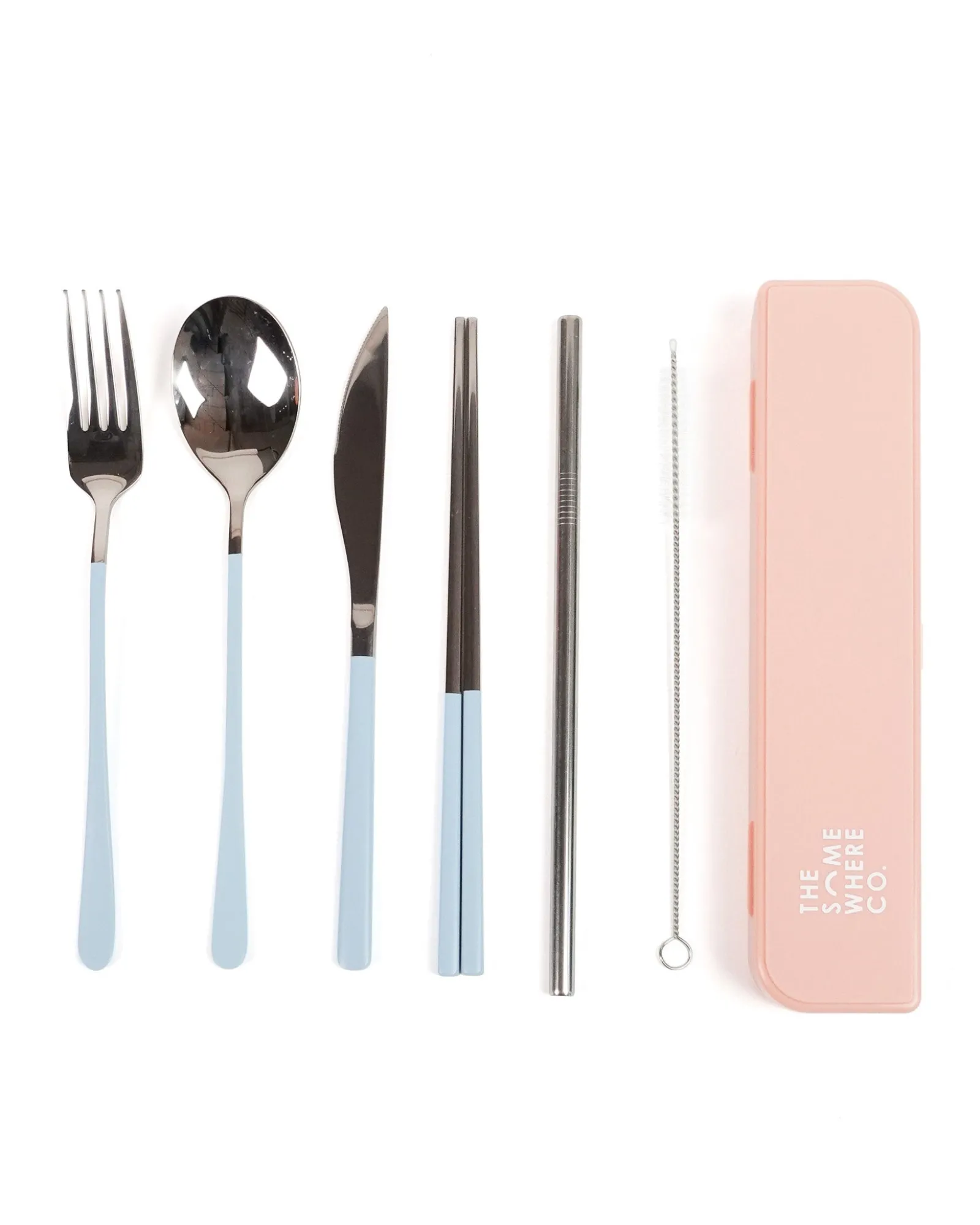 Lunch Packing|Cutlery Kits|The Somewhere Co Cutlery Kit - Silver with Powder Blue Handle