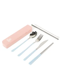 Lunch Packing|Cutlery Kits|The Somewhere Co Cutlery Kit - Silver with Powder Blue Handle