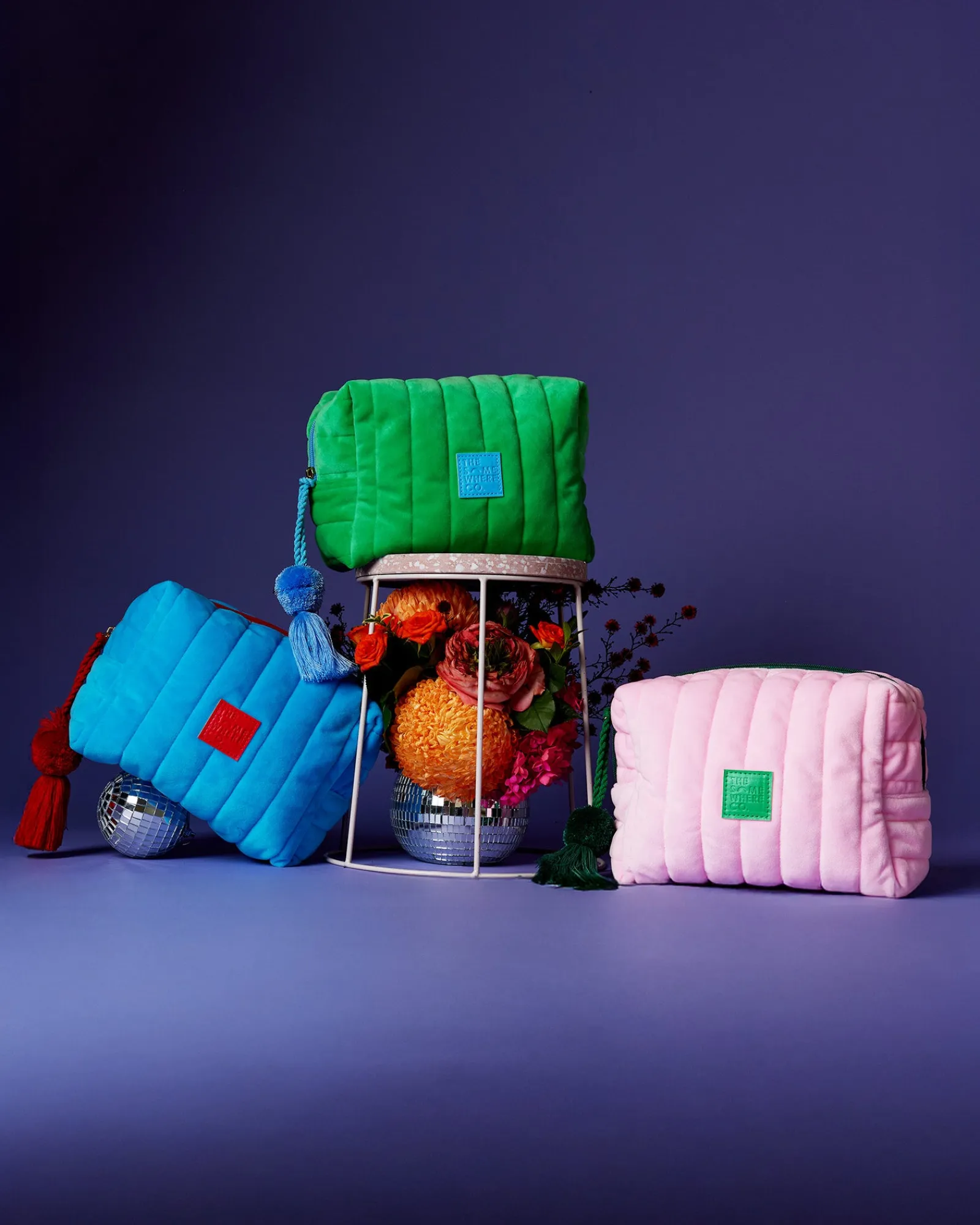 Travel Organisers|Cosmetic Bags|The Somewhere Co Green Velvet Cosmetic Case