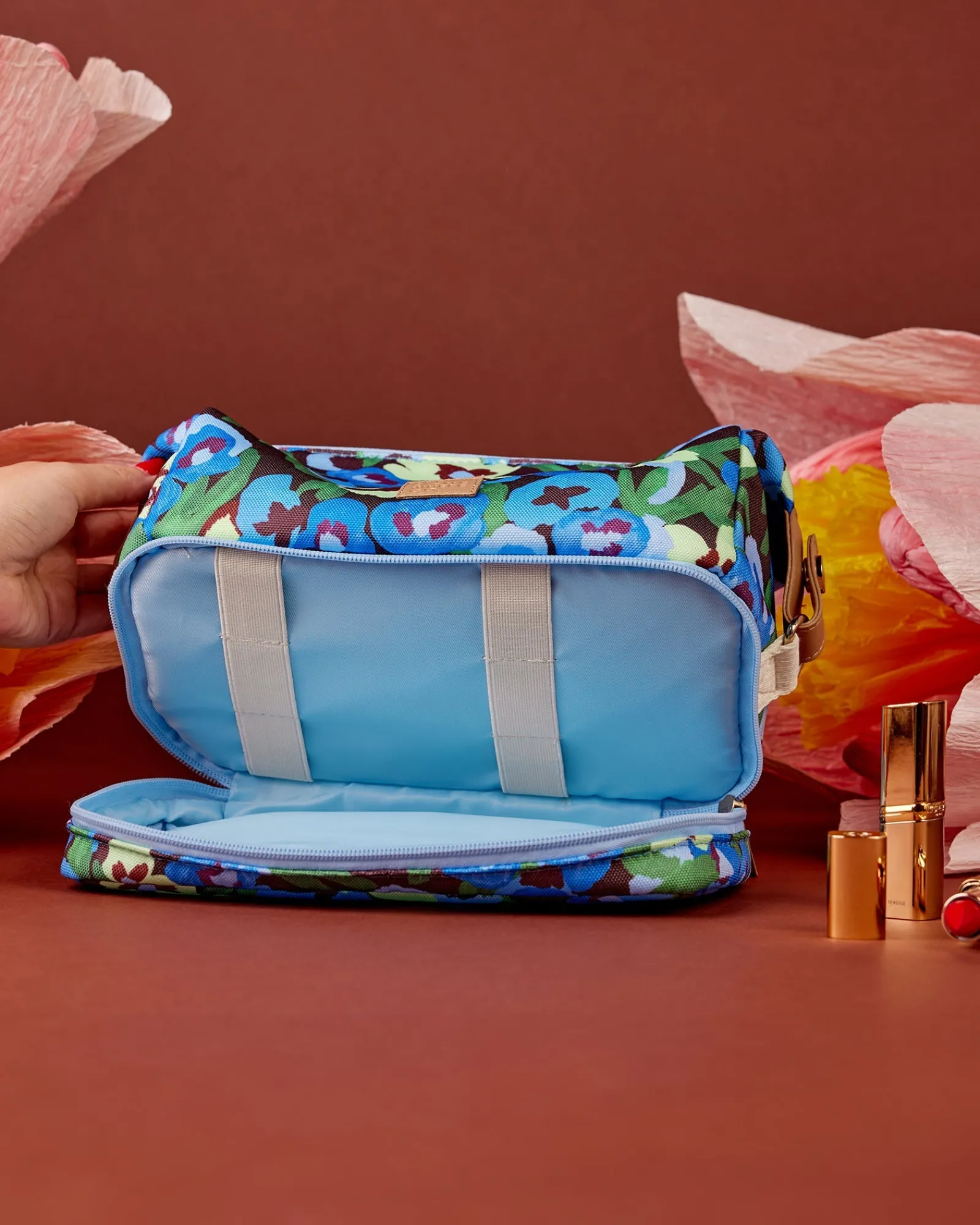 Travel Organisers|Cosmetic Bags|The Somewhere Co Pansy Patch Cosmetic Bag