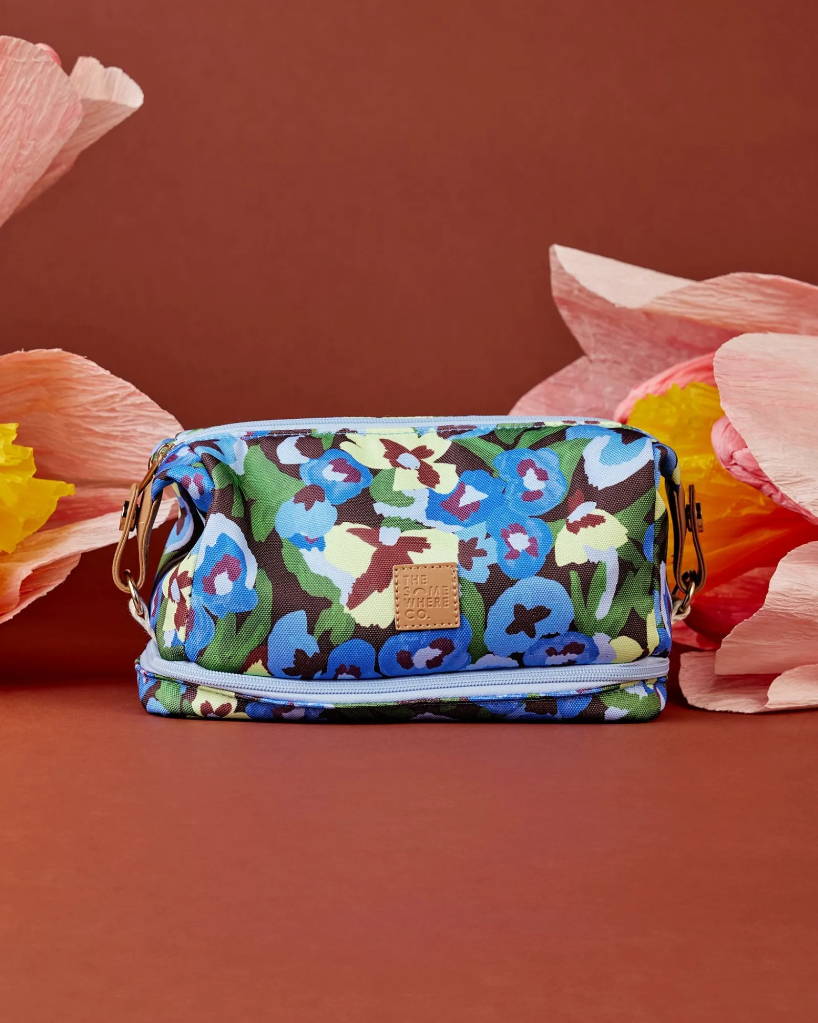 Travel Organisers|Cosmetic Bags|The Somewhere Co Pansy Patch Cosmetic Bag