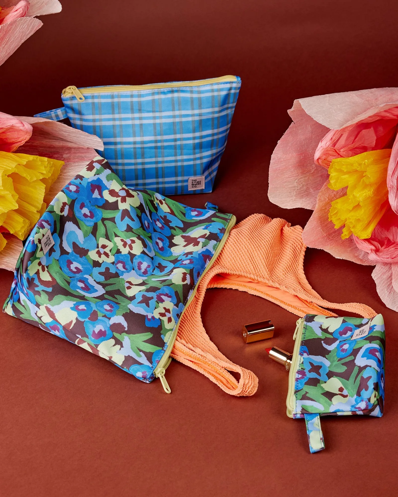 Travel Organisers|Pouches|The Somewhere Co Pansy Patch Handy Pouch Trio
