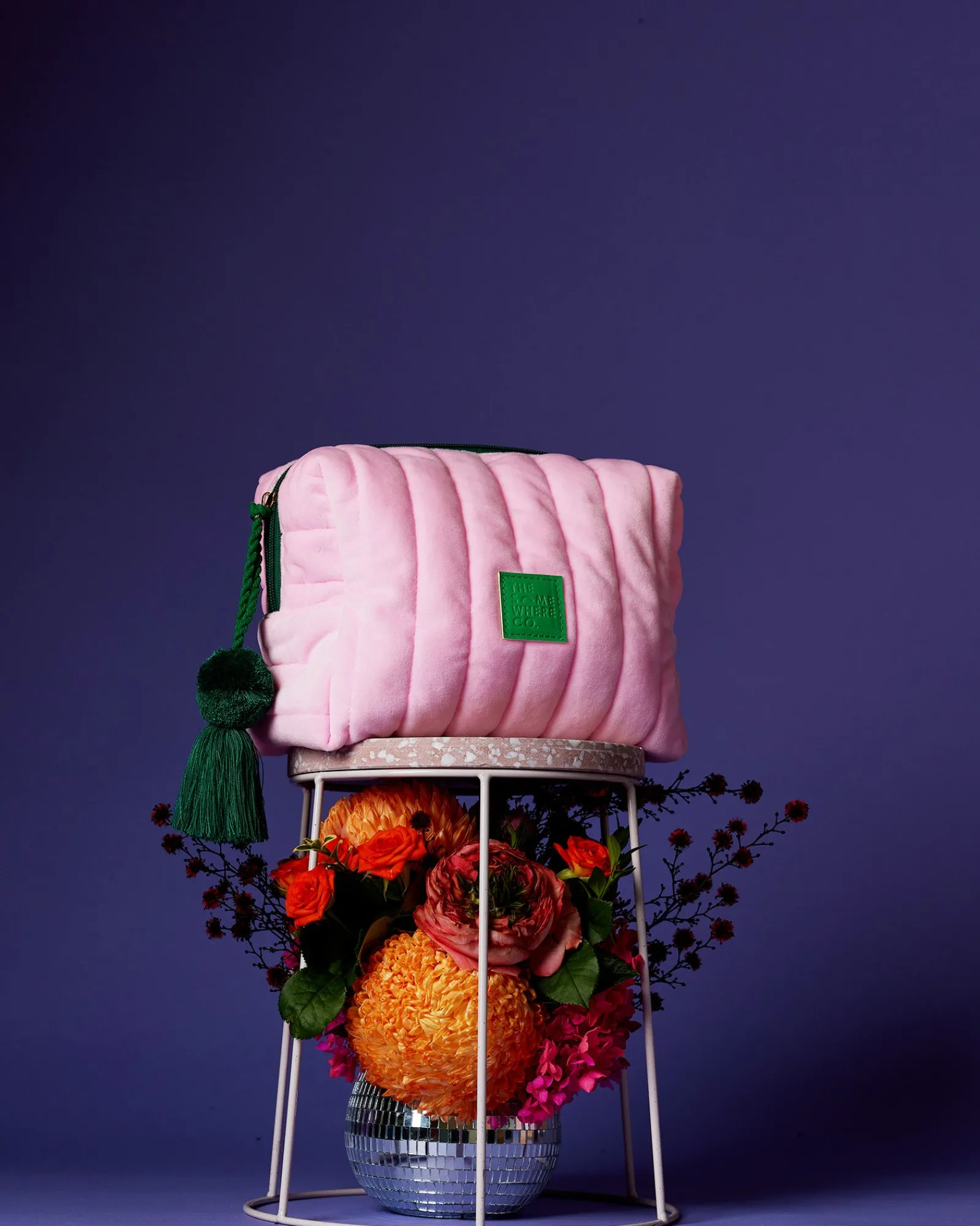 Travel Organisers|Cosmetic Bags|The Somewhere Co Pink Velvet Cosmetic Case