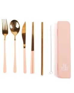 Cutlery Kits|Cutlery Kits|The Somewhere Co Take Me Away Cutlery Kit - Gold with Blush Handle