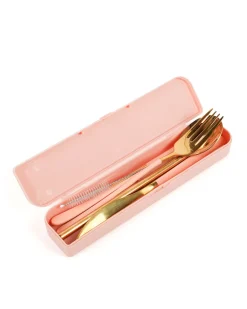 Cutlery Kits|Cutlery Kits|The Somewhere Co Take Me Away Cutlery Kit - Gold with Blush Handle