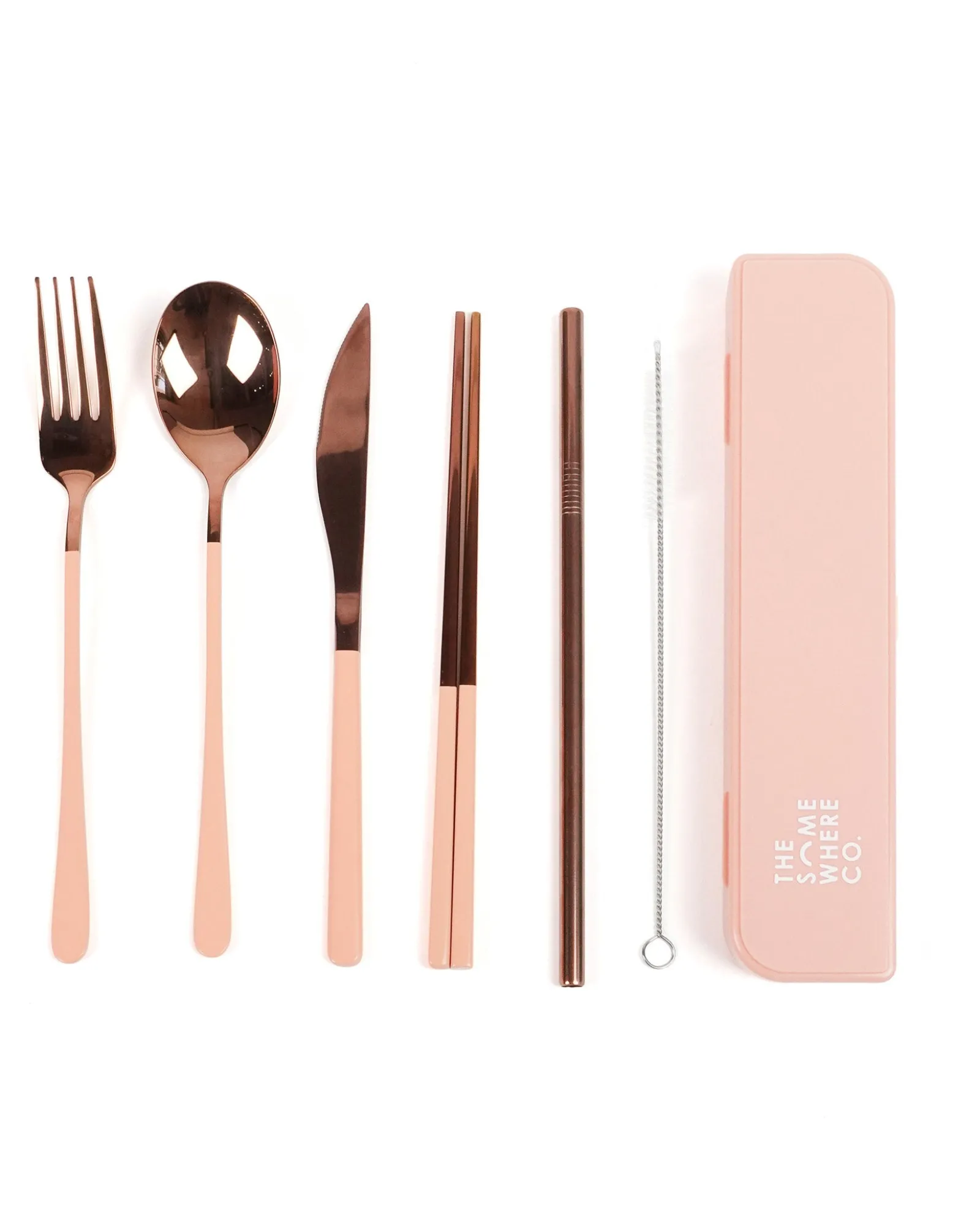 Cutlery Kits|Cutlery Kits|The Somewhere Co Take Me Away Cutlery Kit - Rose Gold with Blush Handle