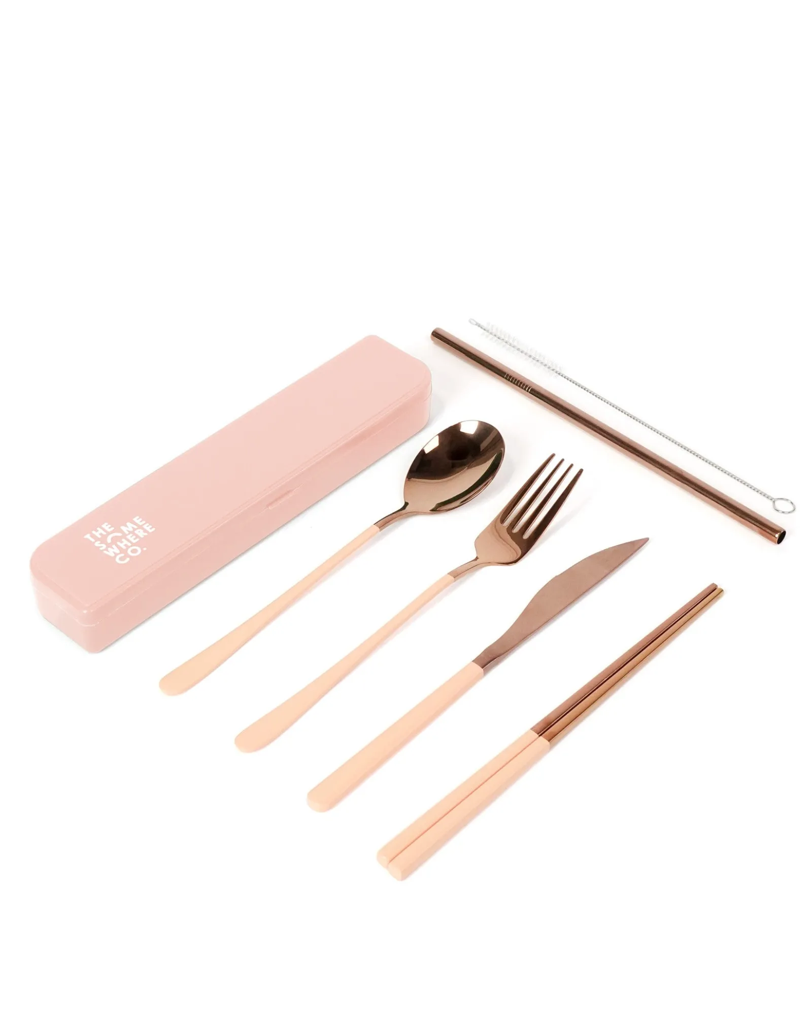 Cutlery Kits|Cutlery Kits|The Somewhere Co Take Me Away Cutlery Kit - Rose Gold with Blush Handle