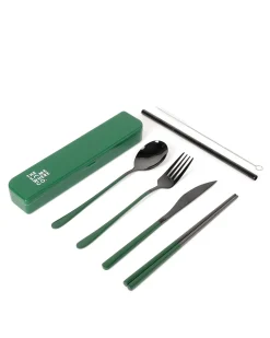 Cutlery Kits|Cutlery Kits|The Somewhere Co Take Me Away Cutlery Kit - Black with Forest Green Handle