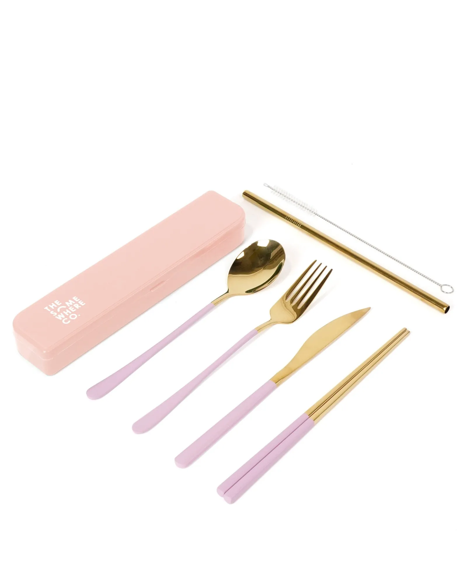 Cutlery Kits|Cutlery Kits|The Somewhere Co Take Me Away Cutlery Kit - Gold with Lilac Handle