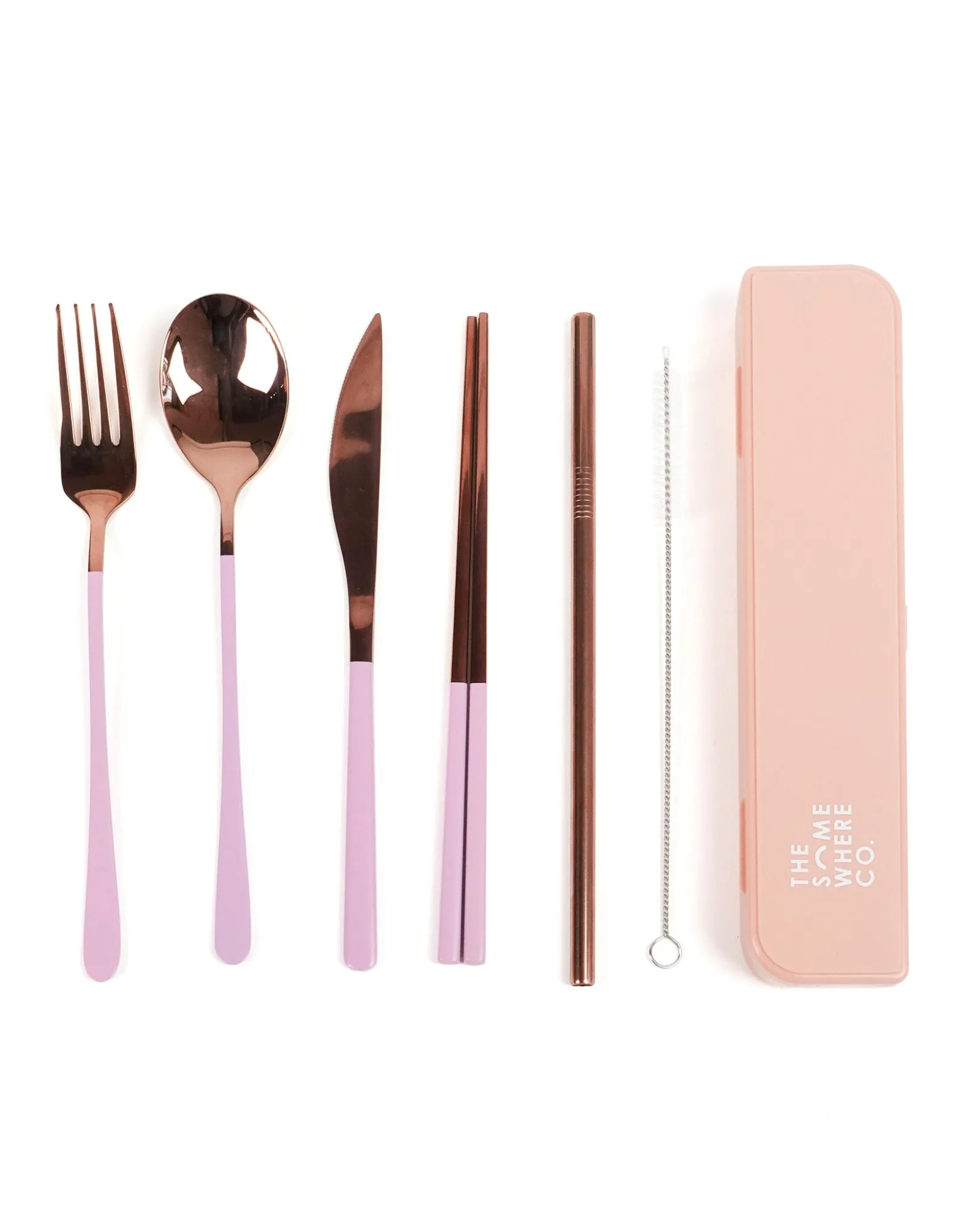 Cutlery Kits|Cutlery Kits|The Somewhere Co Take Me Away Cutlery Kit - Rose Gold with Lilac Handle